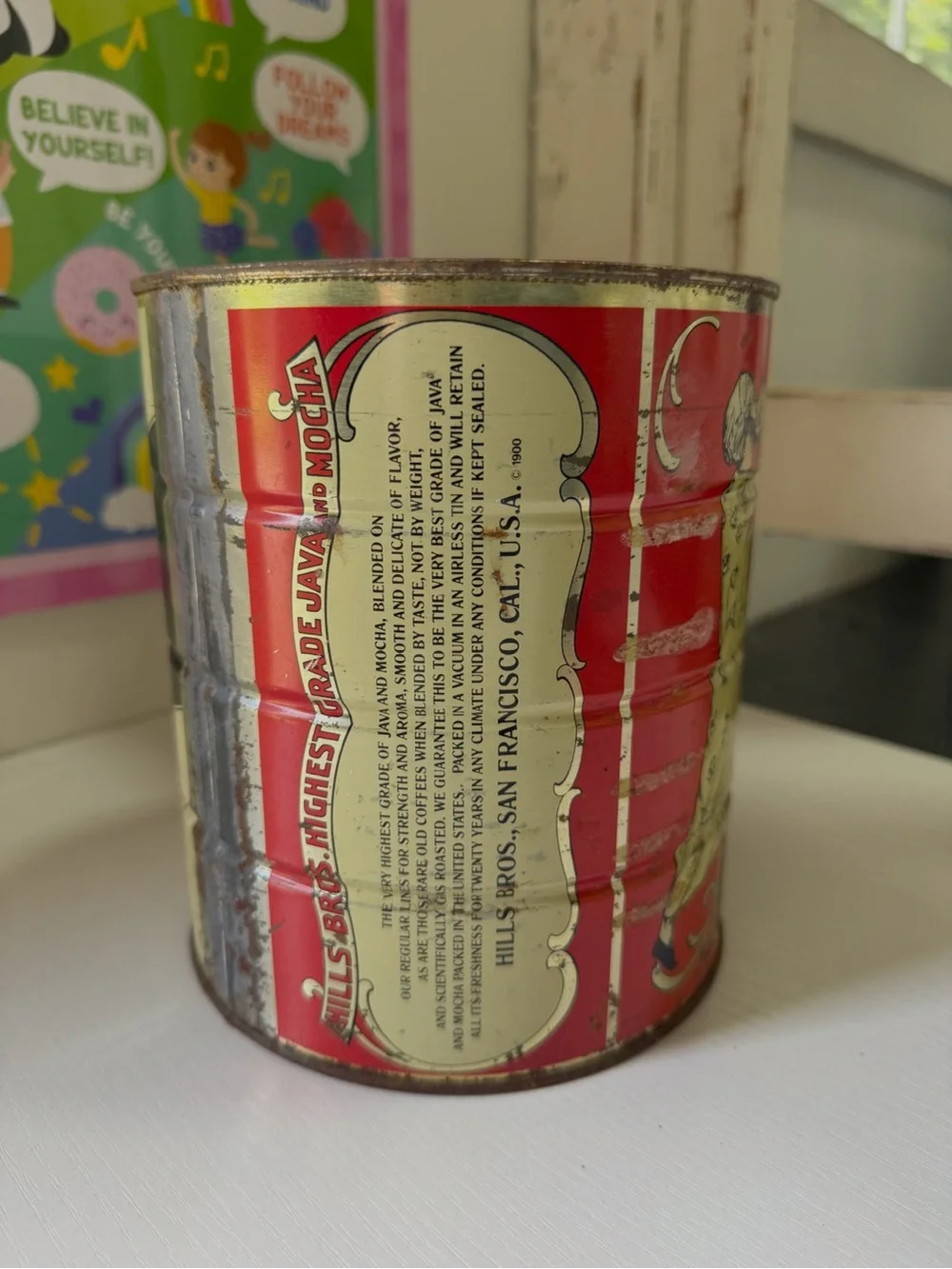 Vintage Hills Bros San Francisco Java and Mocha 3lb Coffee Can Tin Metal Planter